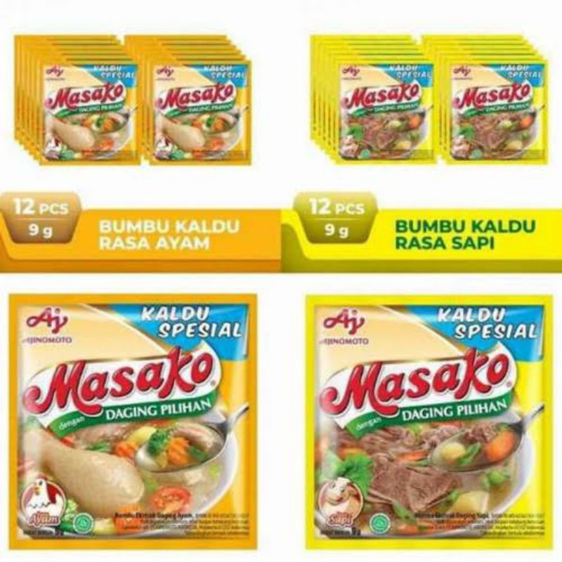 

Masako kaldu 1 renceng isi 12pcs sapi/ayam original