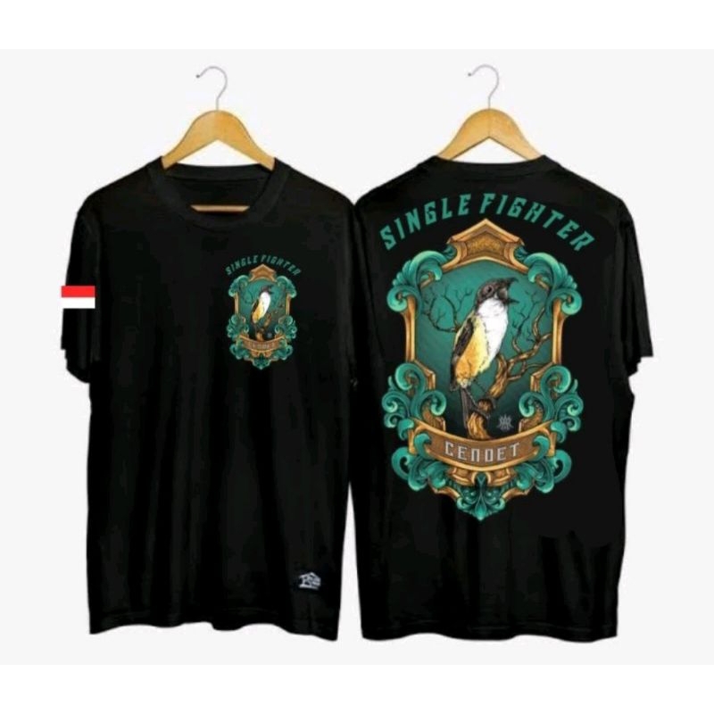 KAOS T-SHIRT SINGLE FIGHTER CENDET HIJAU// KAOS BURUNG CENDET