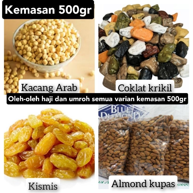 

Kismis, kacang, kurma, coklat oleh-oleh haji dan umroh 500gr