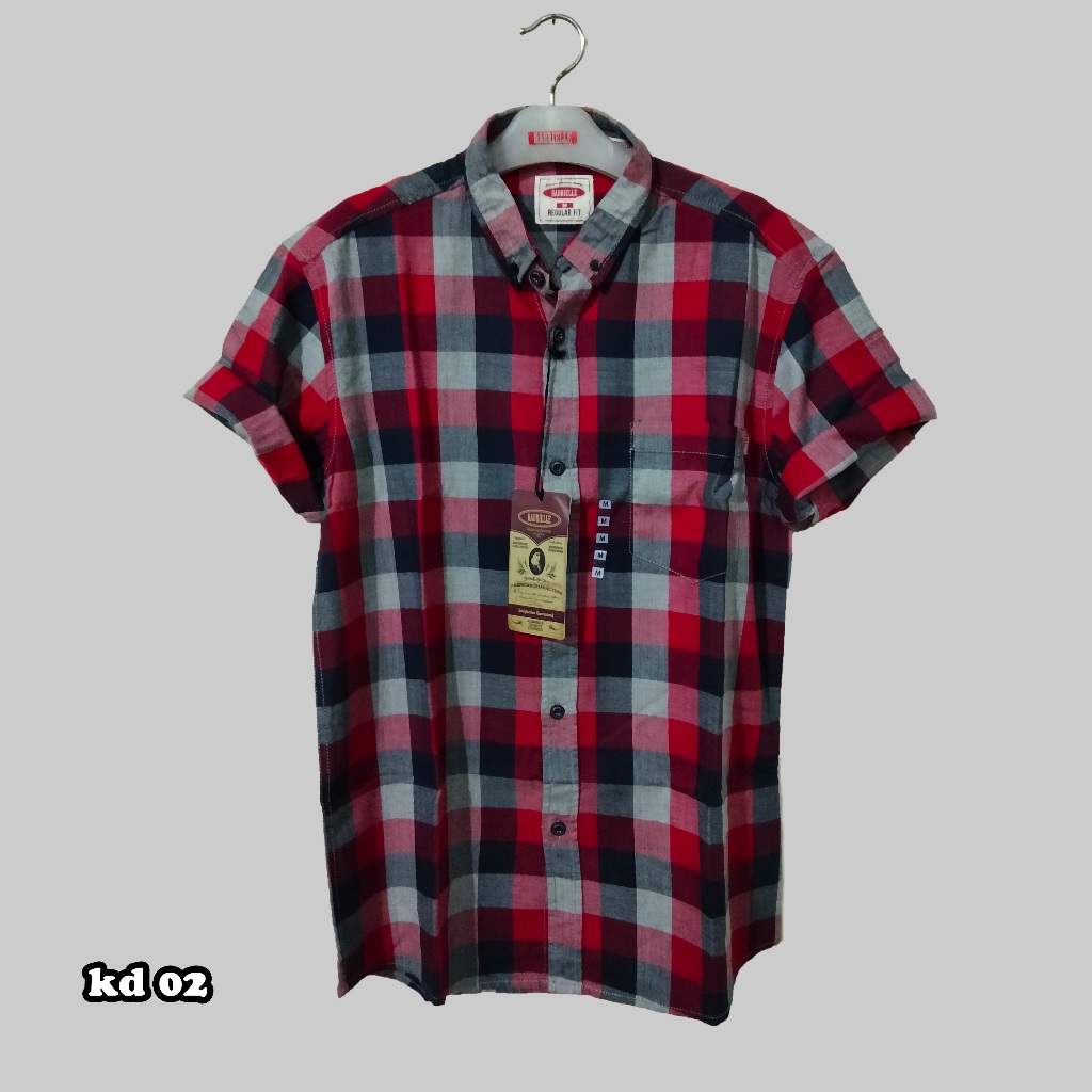 Gabrielle Kemeja Hem Lengan Pendek Motif Kotak GBL