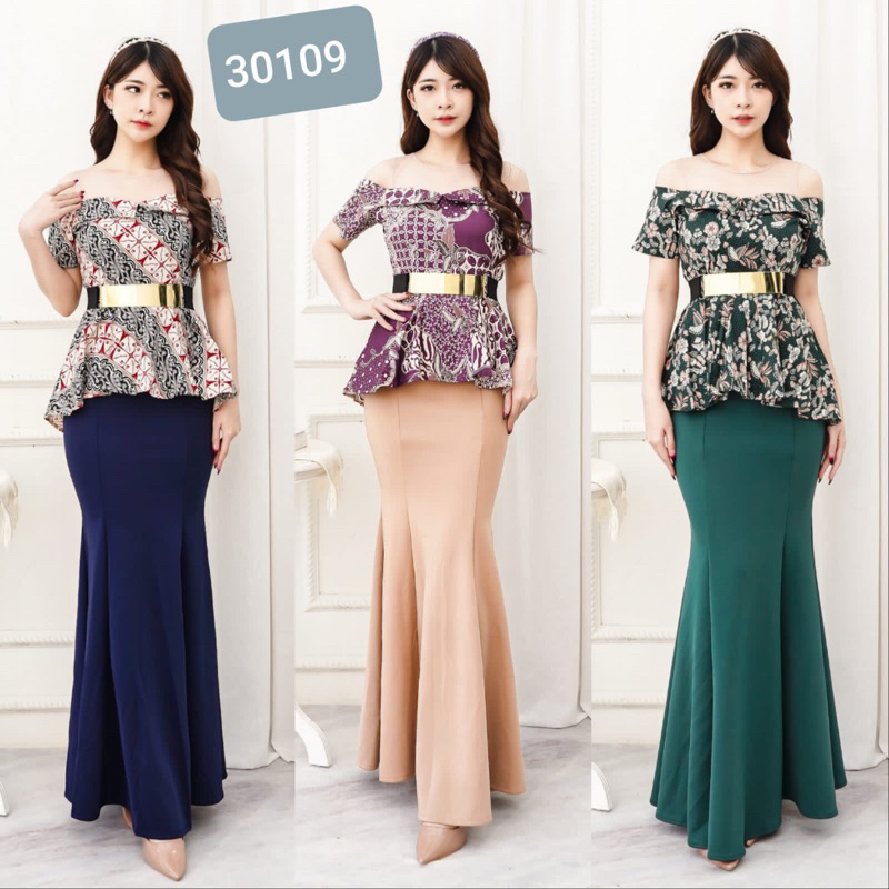 SETelan rok SCUBA KOMB BATIK ,gaun pesta,baju bkk,,baju pesta,baju penyanyi,