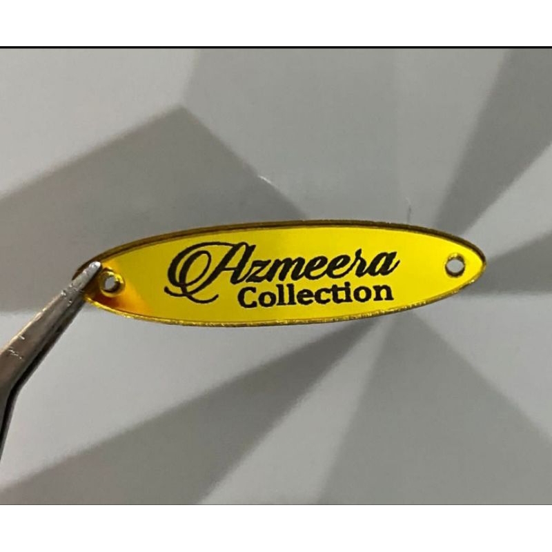 label hijab akrilik text hitam/label tulisan hitam