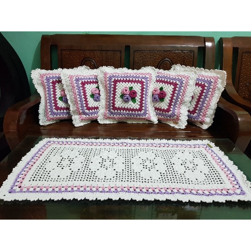 Set bantal kursi sofa rajut