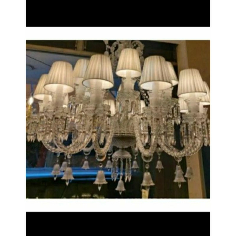 LAMPU GANTUNG CRISTAL TOPI 12+6 LAMPU