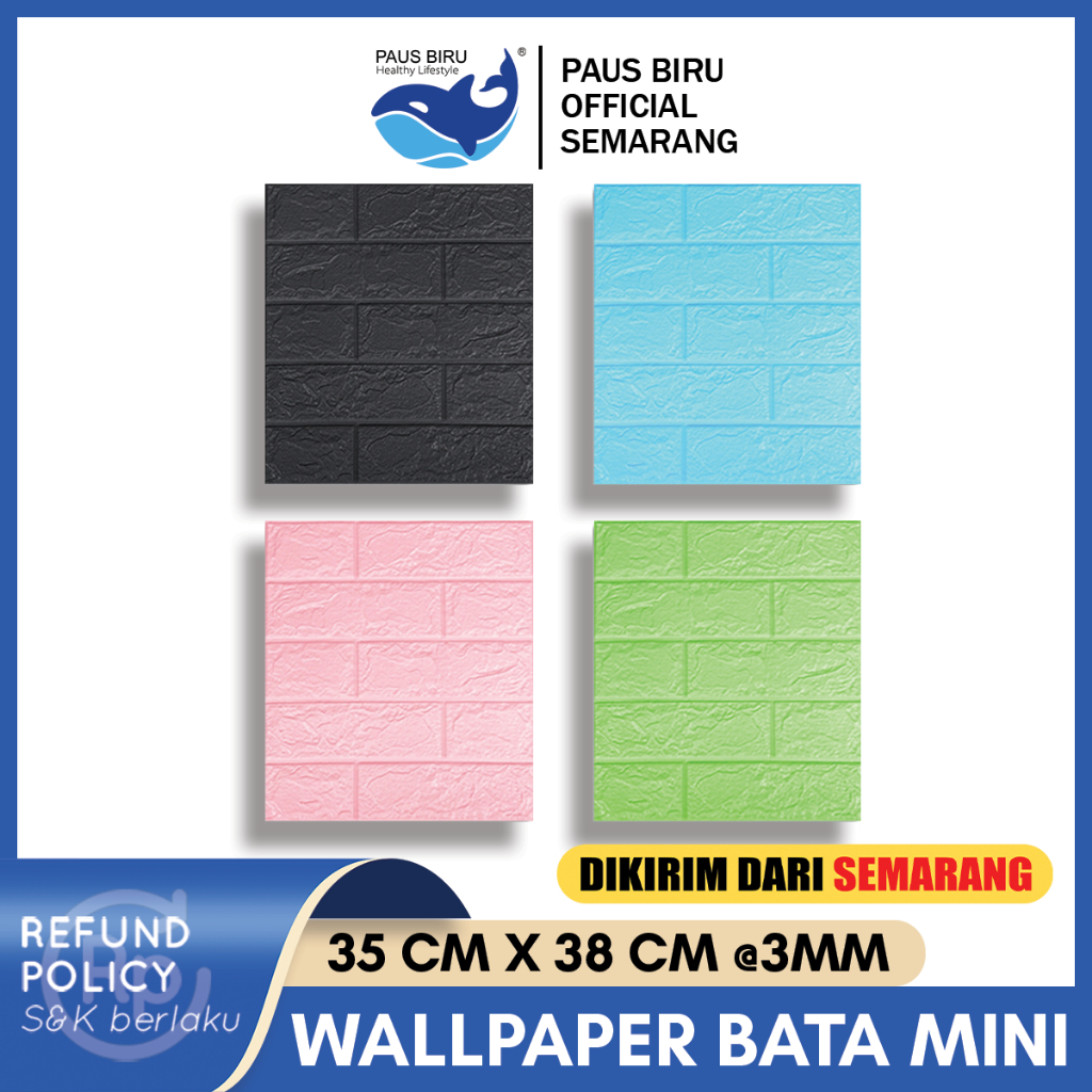 Paus Biru - Wallpaper Mini Dinding Foam 3d / Stiker Dekorasi Ukuran 35 Cm X 38 Cm