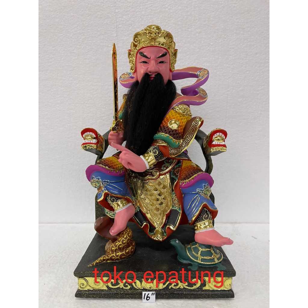 patung dewa hian tian / siong te kong - kayu - 16 inch - l - 23