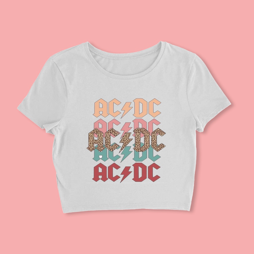 Crop Top Acdc Logo Style Baby Tee