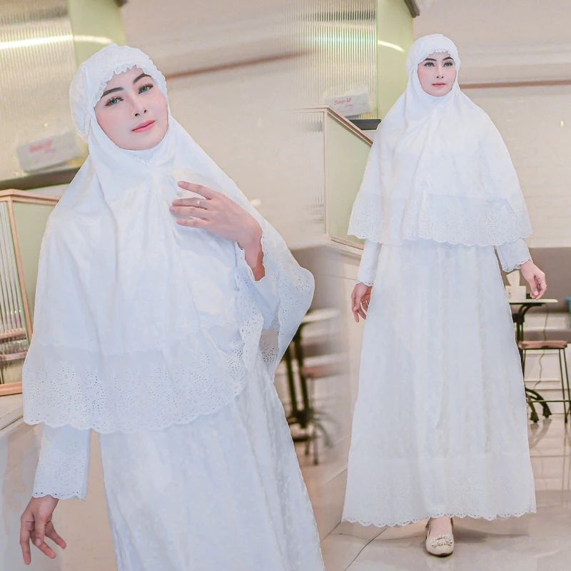 Gamis ihkram wanita satin renda premium//Gamis sutra//gamis silk