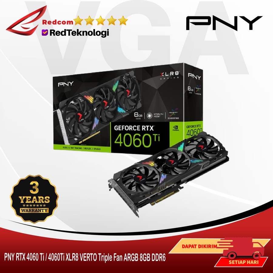 PNY RTX 4060 Ti / 4060Ti XLR8 VERTO Triple Fan ARGB 8GB DDR6