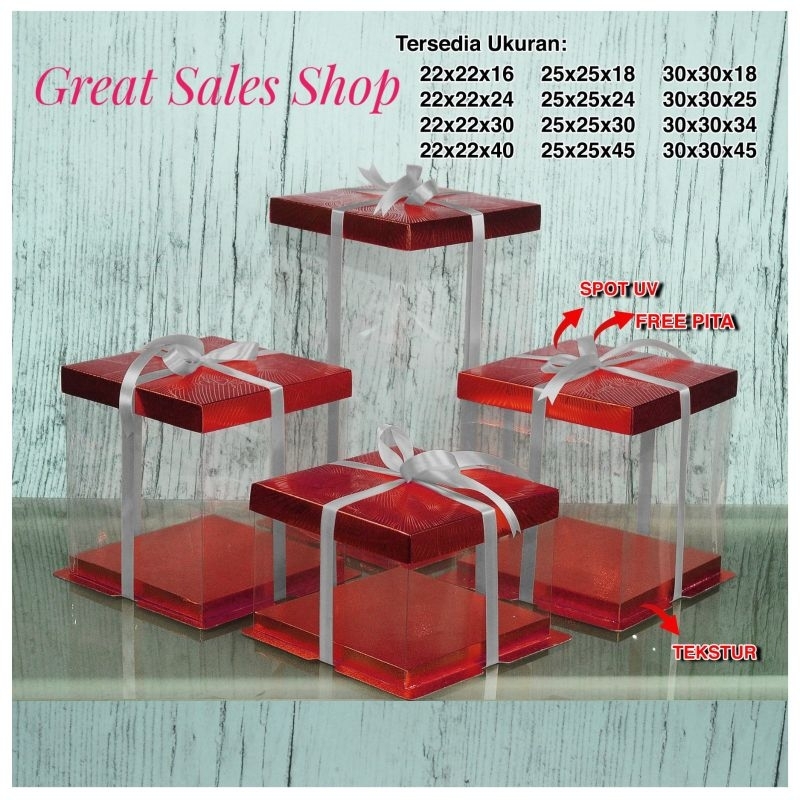 

Kotak kue transparan cake box mica dus kue P26 x L26 cm