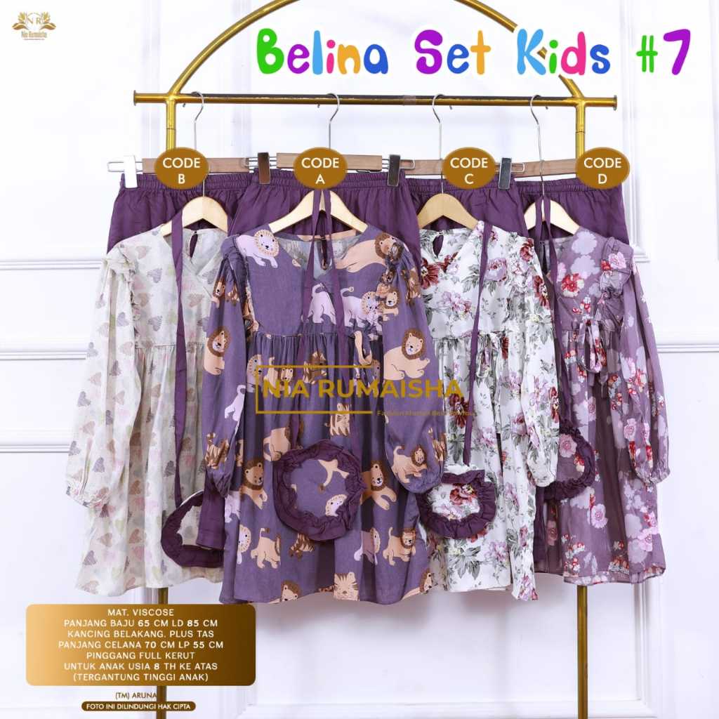 BELINA SET KIDS VOL 7 ONESET KATUN RAYON VISCOSE FREE TAS CANTIK SETELAN BAJU ANAK PEREMPUAN BLLUSE 