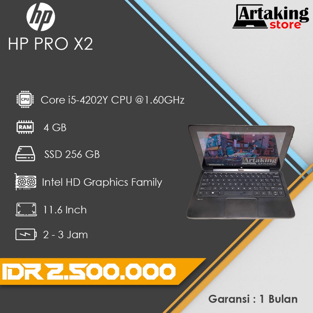 Laptop HP Pro X2 - Core i5 - SSD 256 gb