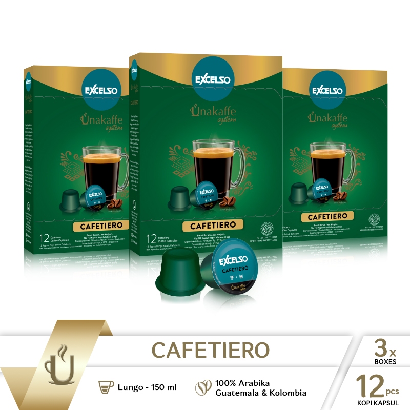 

Kopi kapsul Excelso Unakaffe Cafetiero - Pack Of 3 Folding Box