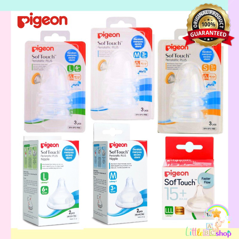 ORIGINAL Pigeon Nipple Wide Neck Peristaltic Plus Nipple / pigeon wide neck Dot peristaltic plus nip