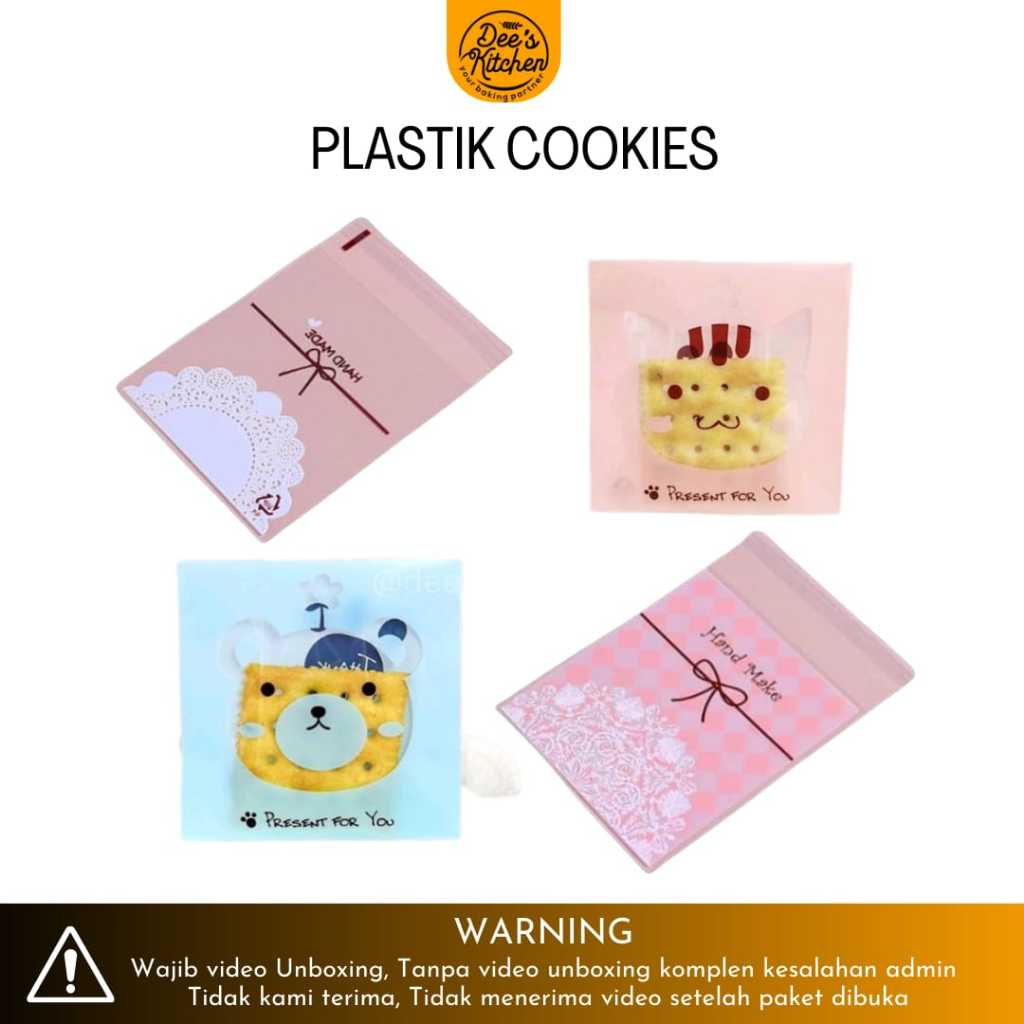 

[100pcs] Plastik Cookies / kue / snack dengan perekat 10x11 Motif Baru & Lucu
