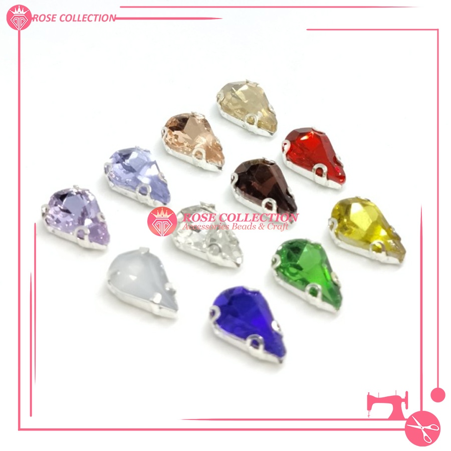 Diamond Permata Cangkang Kristal Tetes Grade A Ukuran 8*13 Isi (10 Pcs)