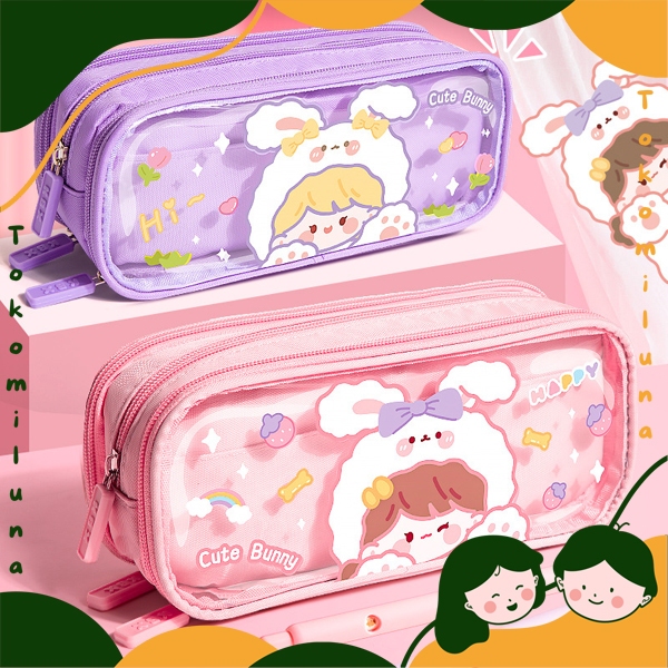 

Kotak pensil tempat pensil jumbo ukuran besar 3 resleting karakter lucu cute HB1470