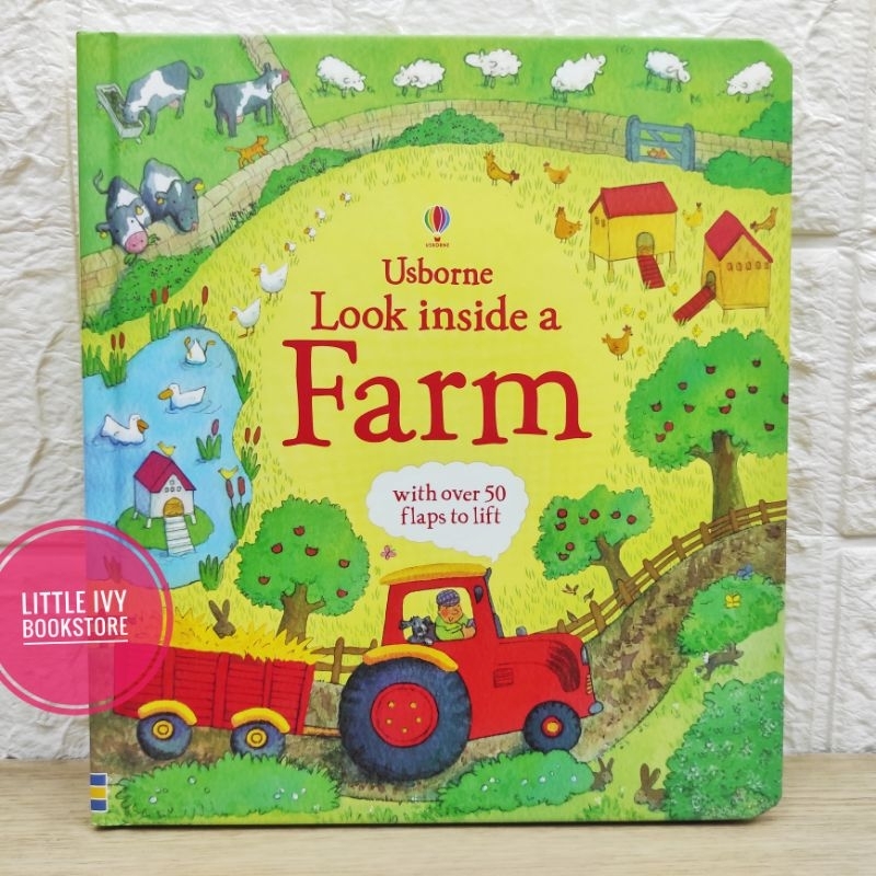 [ORI] USBORNE Look Inside a FARM. Lift the flap book. Buku anak import