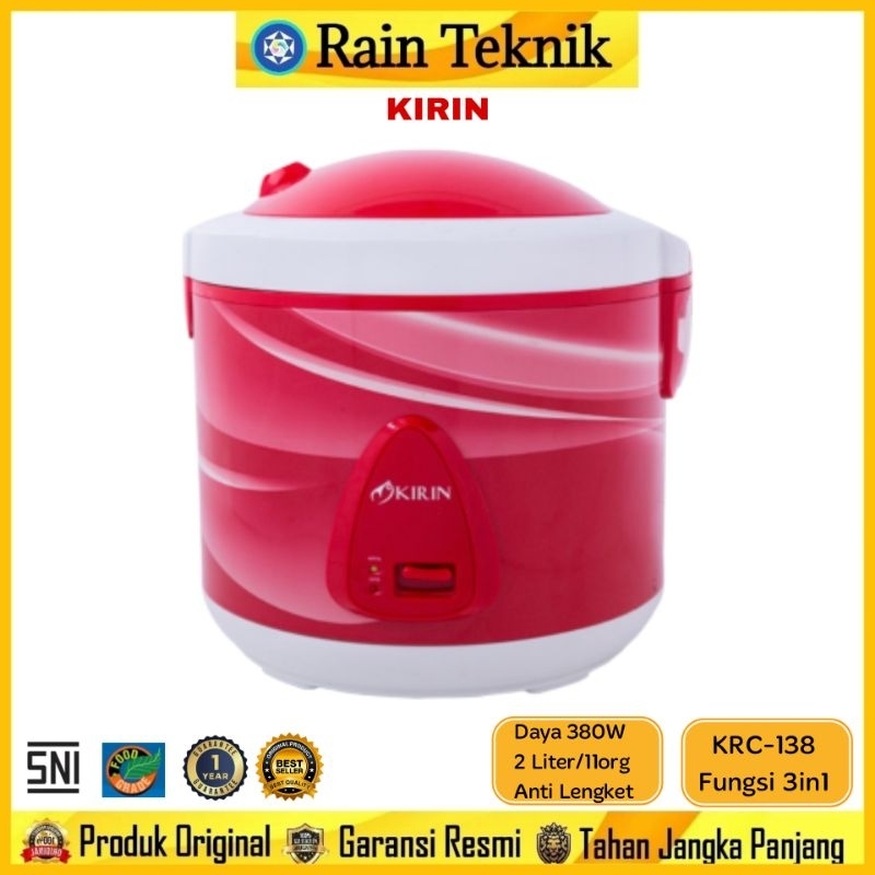 Magic Com Kirin KRC-138 3in1 (2 LITER) / Penanak Nasi KRC 138 / Rice Cooker KRC138
