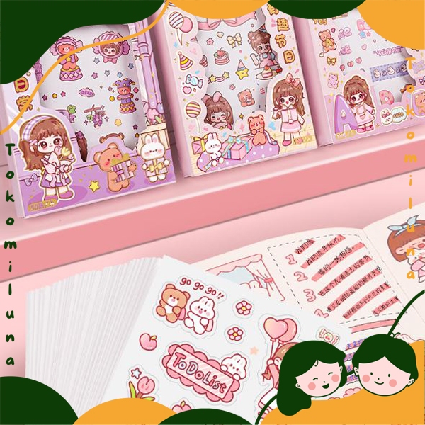 

1 set isi 50 lembar sticker box cute karakter lucu nini momo kawai estetik dekorasi jurnal HB1457