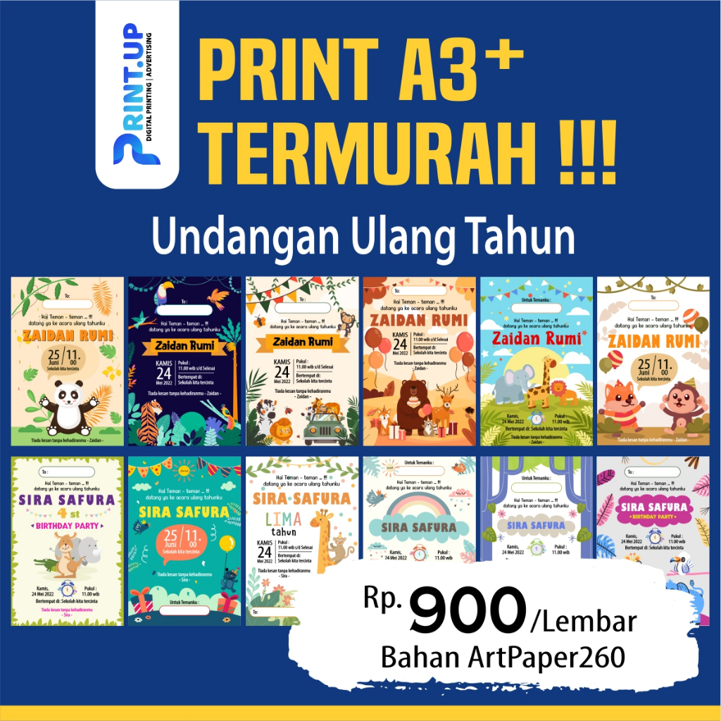 Undangan ulang tahun / ultah ZOO / animal / hewan / binatang / jungle / undangan anak / undangan cus