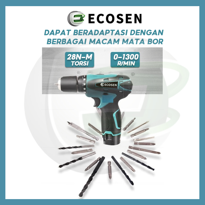 ECOSEN Mesin Bor Baterai Tangan 98vf Dengan 2 Baterai Bor Tanpa Kabel Bor Impact / Bor Impact / Bor Impact Baterai /