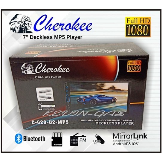 Double Din deckless 7inch terbaru cherokee c 628 U2 MP5 full glass panel full hd 1080p bluethoot mir
