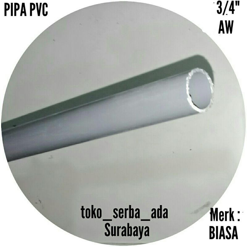 Pipa PVC 3/4 AW abu-abu biasa potongan per 1 meter