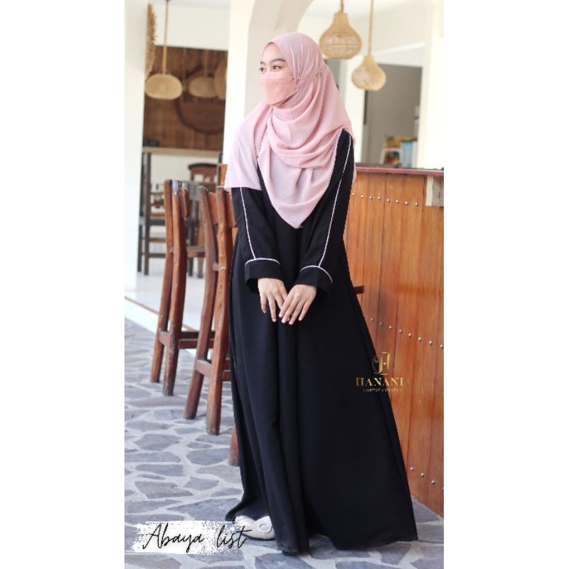Abaya gamis list bisban hitam jetblack/ abaya gamis umroh/ abaya remaja