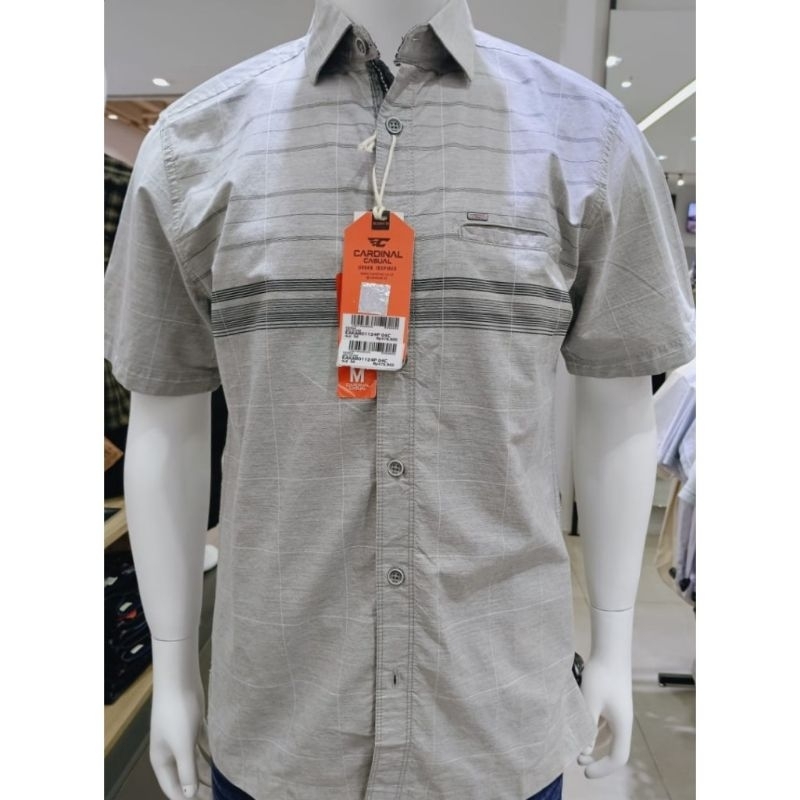 Kemeja pendek pria Cardinal casual original mens EAKAR01124P 04C Kemeja katun abu