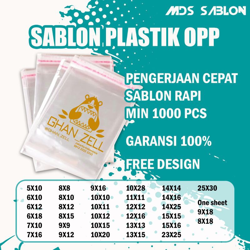 sablon plastik opp 14x16