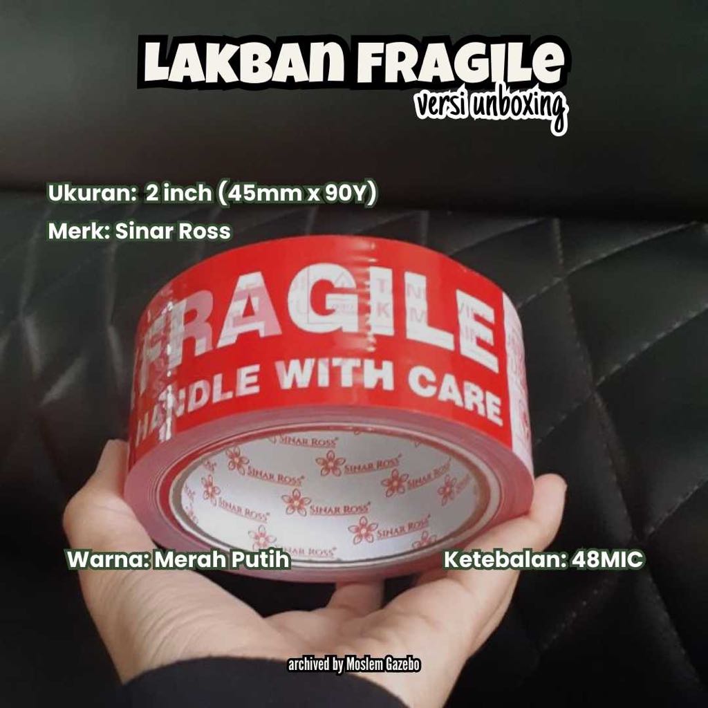 

Lakban Fragile Unboxing - Isolasi 2 inch 45mm 90 Yard - Fragile Merah Putih