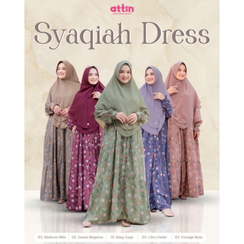 SYAQIAH DRESS BY ATTIN GAMIS BUSUI ANTI KUSUT SET SYARI