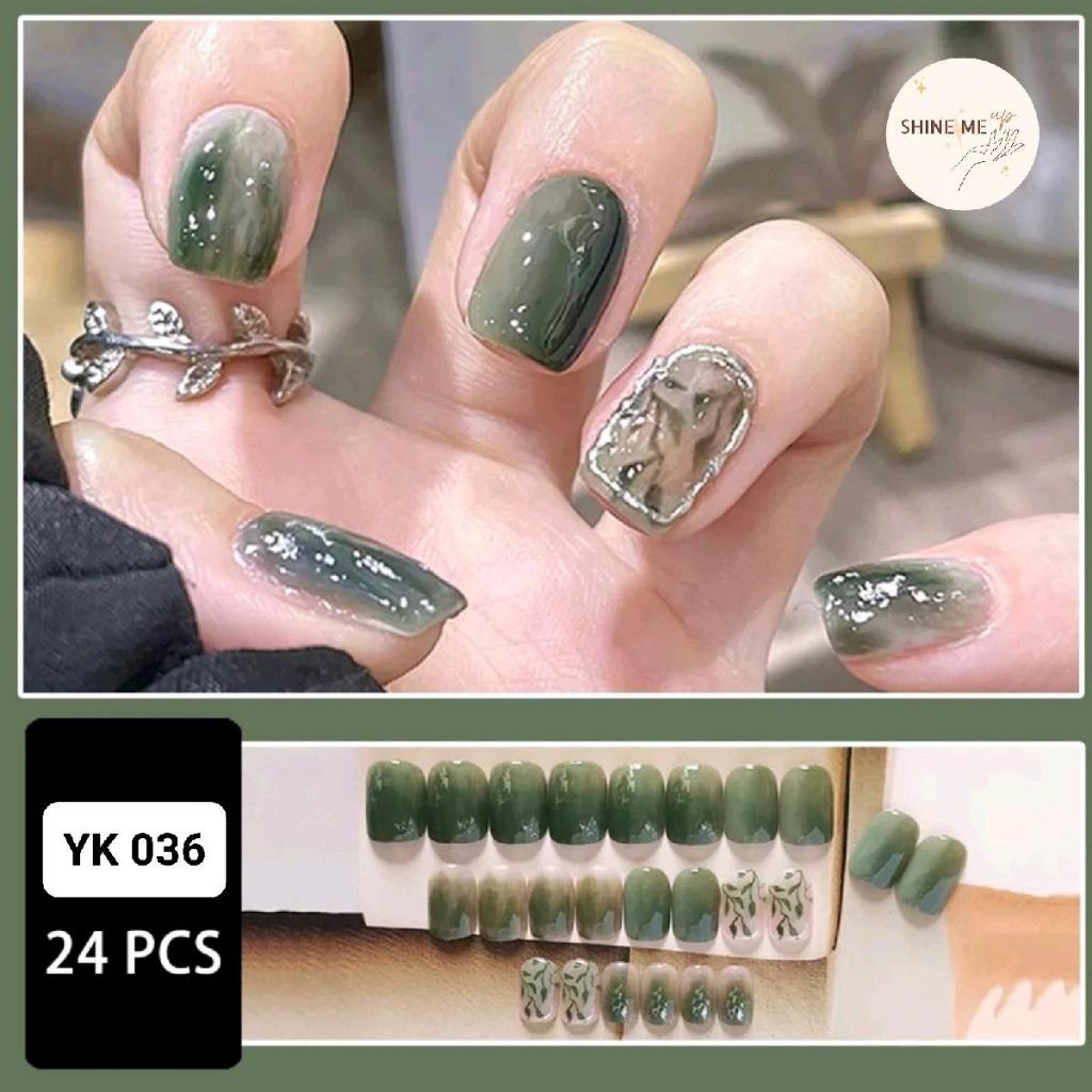 SHINEMEUP - KUKU PALSU / FAKE NAIL / NAIL ART - YK 036 - WARNA HIJAU PINE