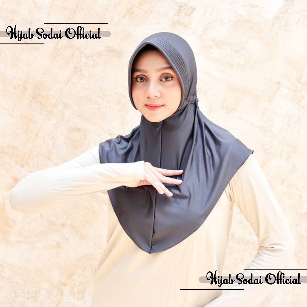 Hijab Bergo Instan Serut Jokowi Jersey Spandek Premium Ukuran S Sport