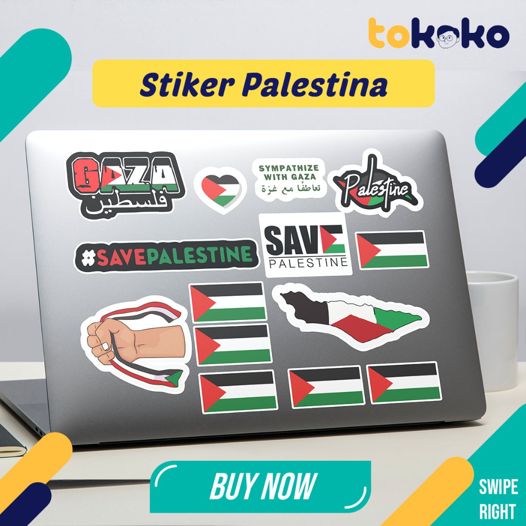 

Stiker pack Free Palestine isi 14 pcs Stiker Pipi Bendera Palestina Bahan Vinil Tahan Air Waterproof