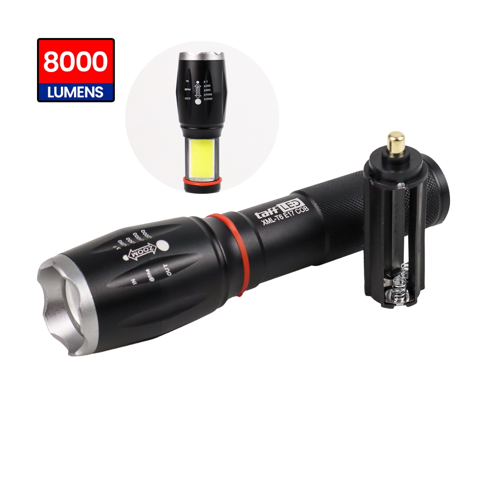 TaffLED Senter LED Torch Cree XML T6 8000 Lumens E17 COB