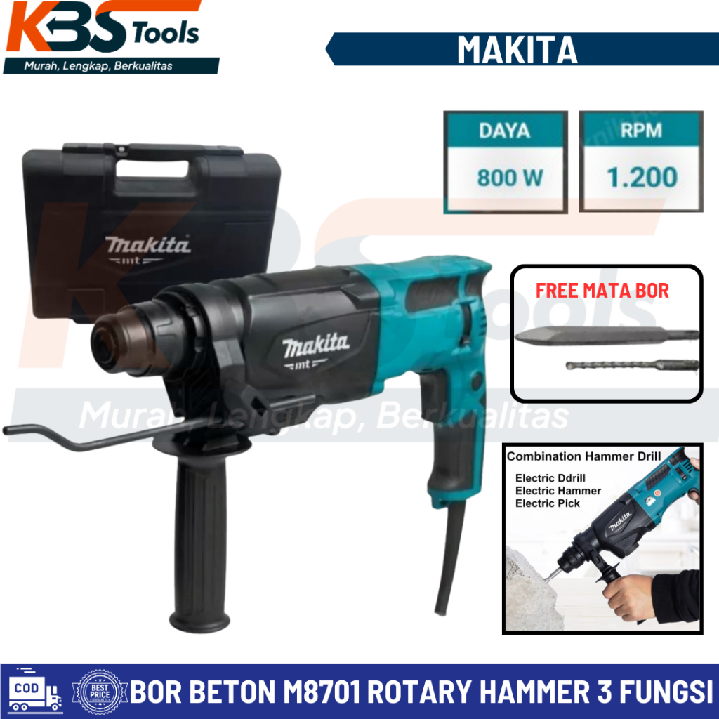 Mesin Bor Beton Makita M8701 Rotary Hammer 3 Fungsi Original M 8701