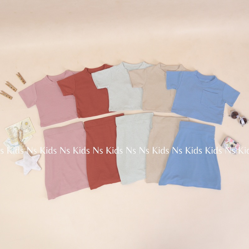 Claryn Set Knit Set Anak Perempuan | Crop Top Skirt Setelan Anak Perempuan