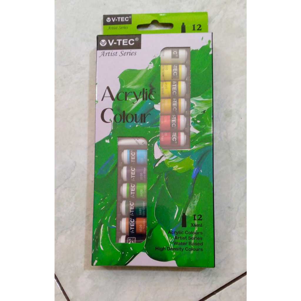 

V-Tec Acrylic Paint Set 12 Warna x 6 ml | Cat Akrilik Murah Berkualitas