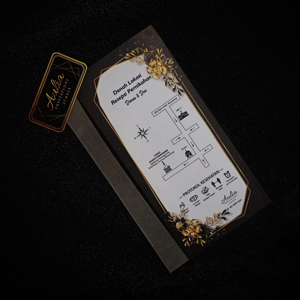 UNDANGAN PERNIKAHAN RUSTIC VINTAGE FLOWER HITAM TERBARU MURAH CANTIK KEKINIAN