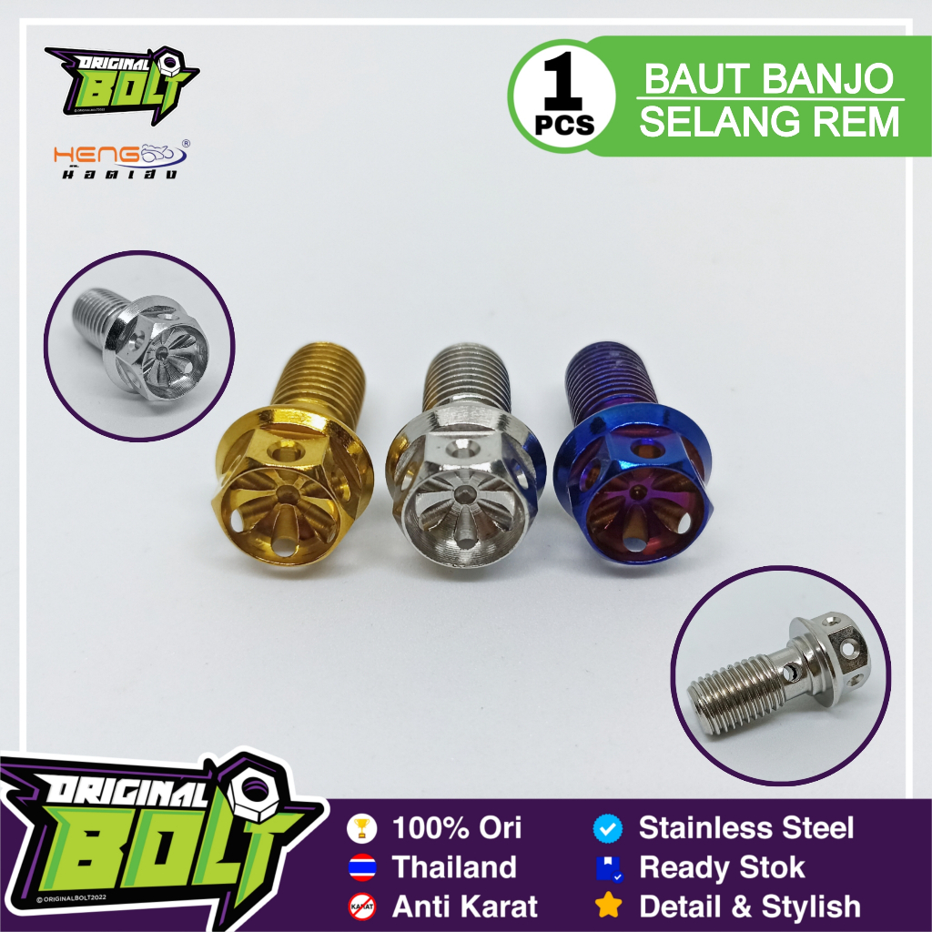 [1 Pcs] Baut Probolt Banjo Selang Master Kaliper Rem KTC CNC Original Heng Thailand stainless King N
