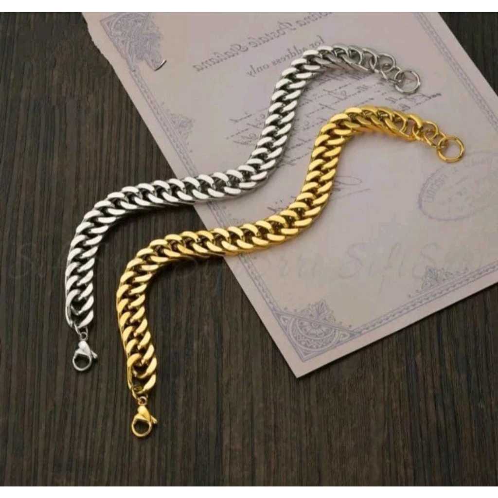 gelang rantai punk titanium untuk pria Anti karat dan anti luntur selamanya