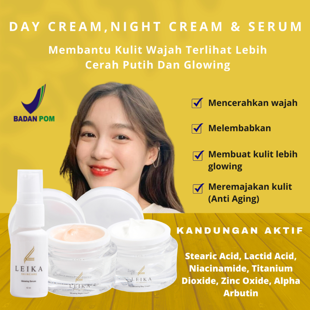PAKET 3IN1 Krim Siang Malam Dan Serum [TERLARIS KRIM MALAM] Cream Pemutih Wajah Glowing Bpom Cepat P
