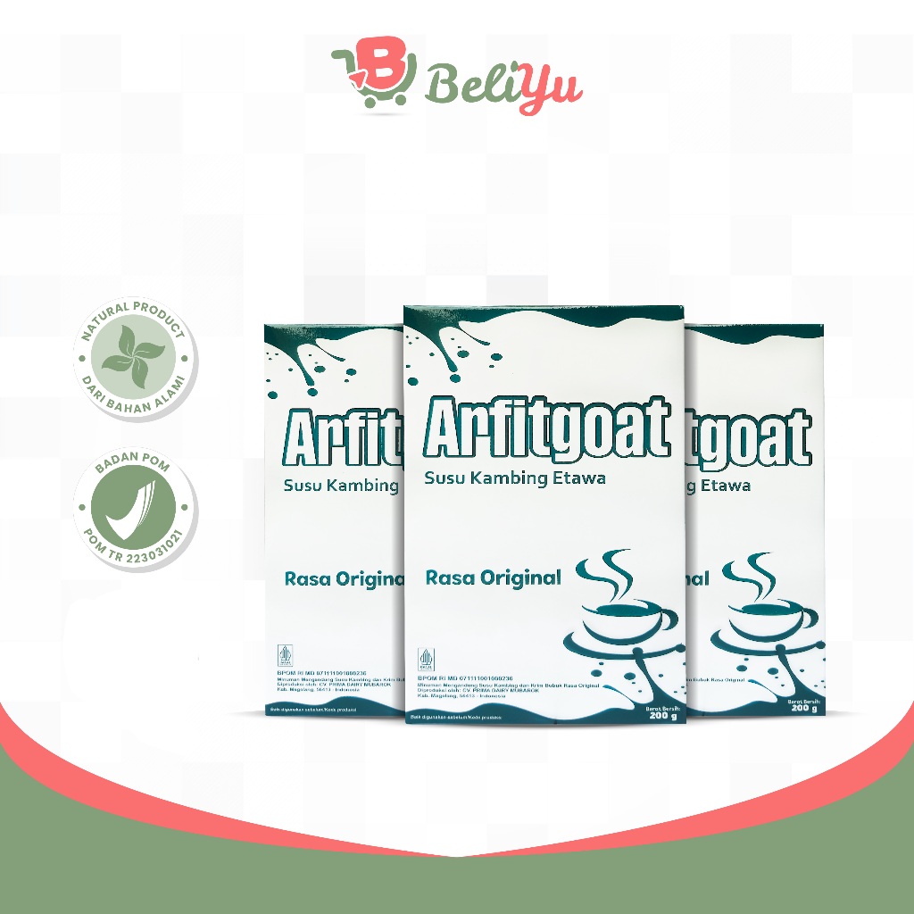 

(PROMO HEMAT 3 Botol Susu Etawa Arfitgoat Rasa Original) - untuk Tulang 200 gr - BPOM Halal