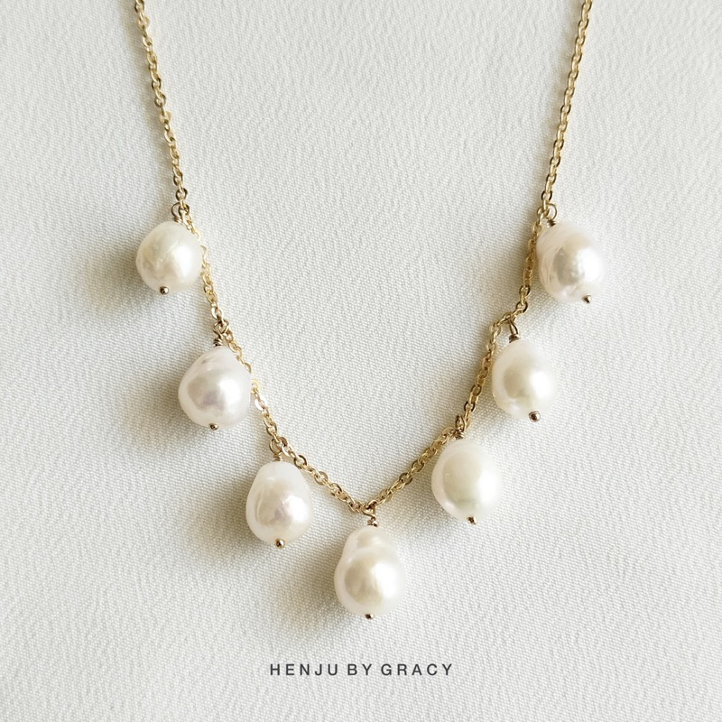 HENJU BY GRACY | Fresh Water Pearl Necklace | Kalung Mutiara | Kalung Emas | Birthstone Necklace | 1