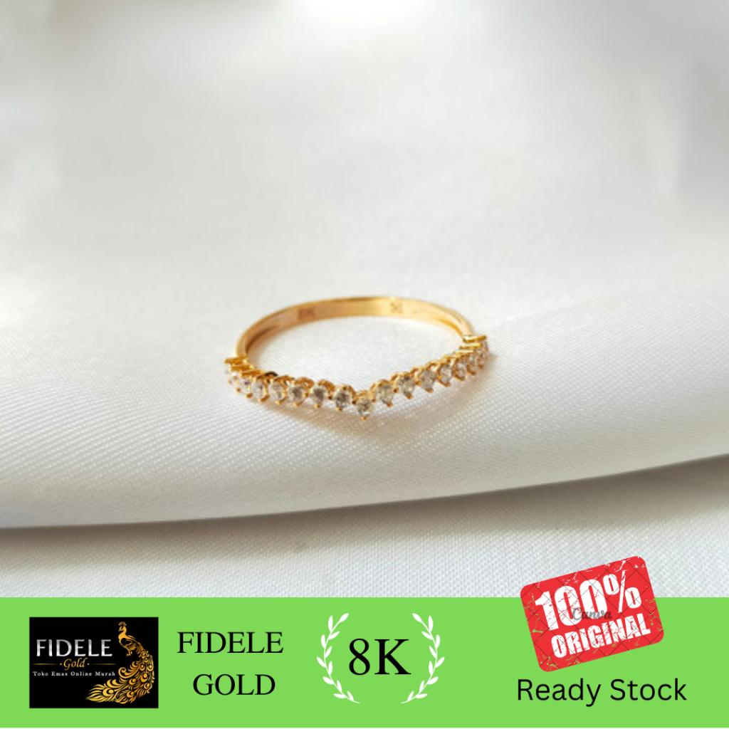 Cincin V cincin aurel listring emas asli 375 Cincin wanita emas premium