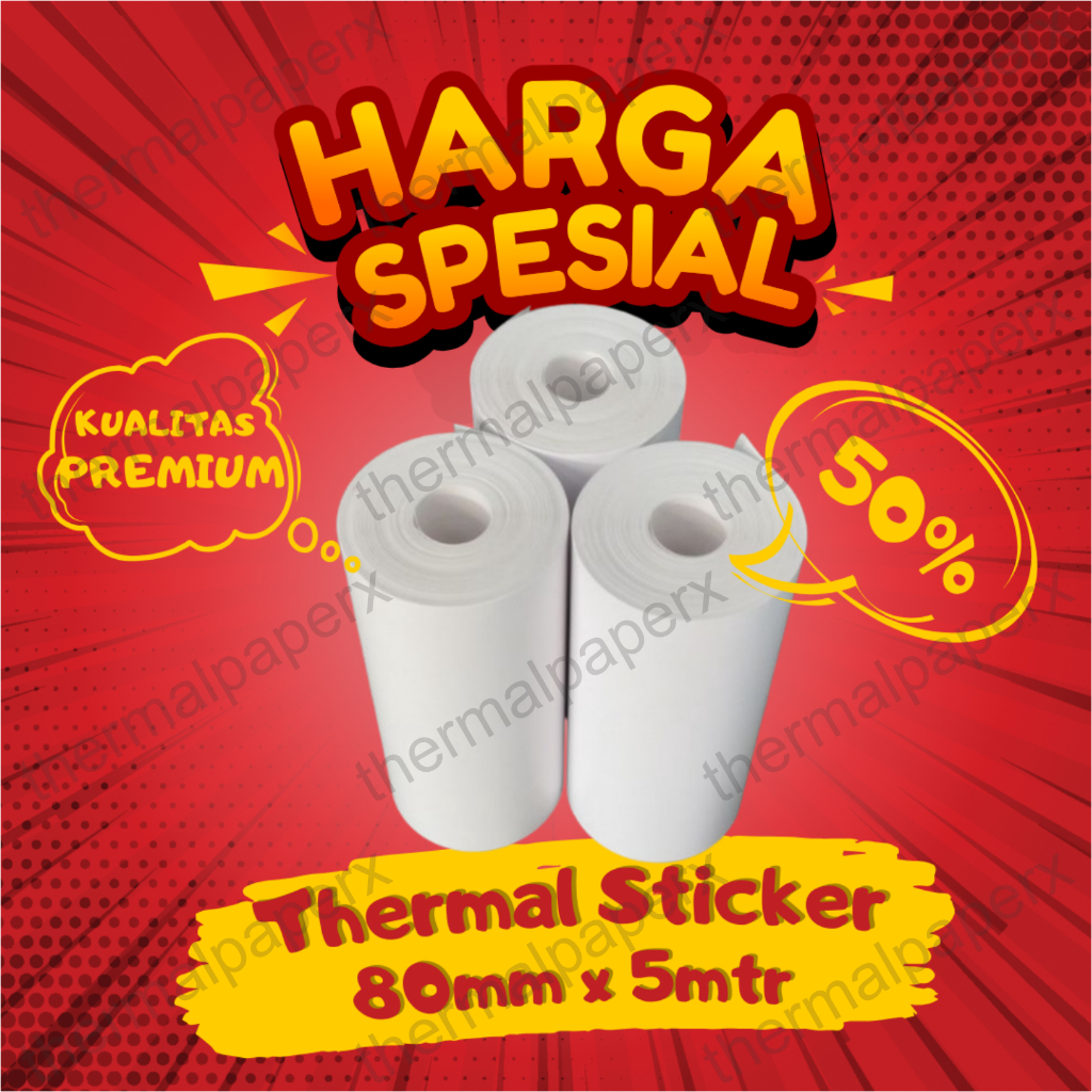 

LABEL STIKER 80MM STIKER LABEL THERMAL PRINTER 80MM 80X30 BLUETOOTH PAPERANG PREMIUM