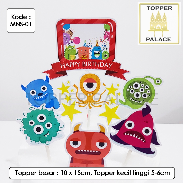 

MNS-01 Cute Monster cake topper l cupcake topper