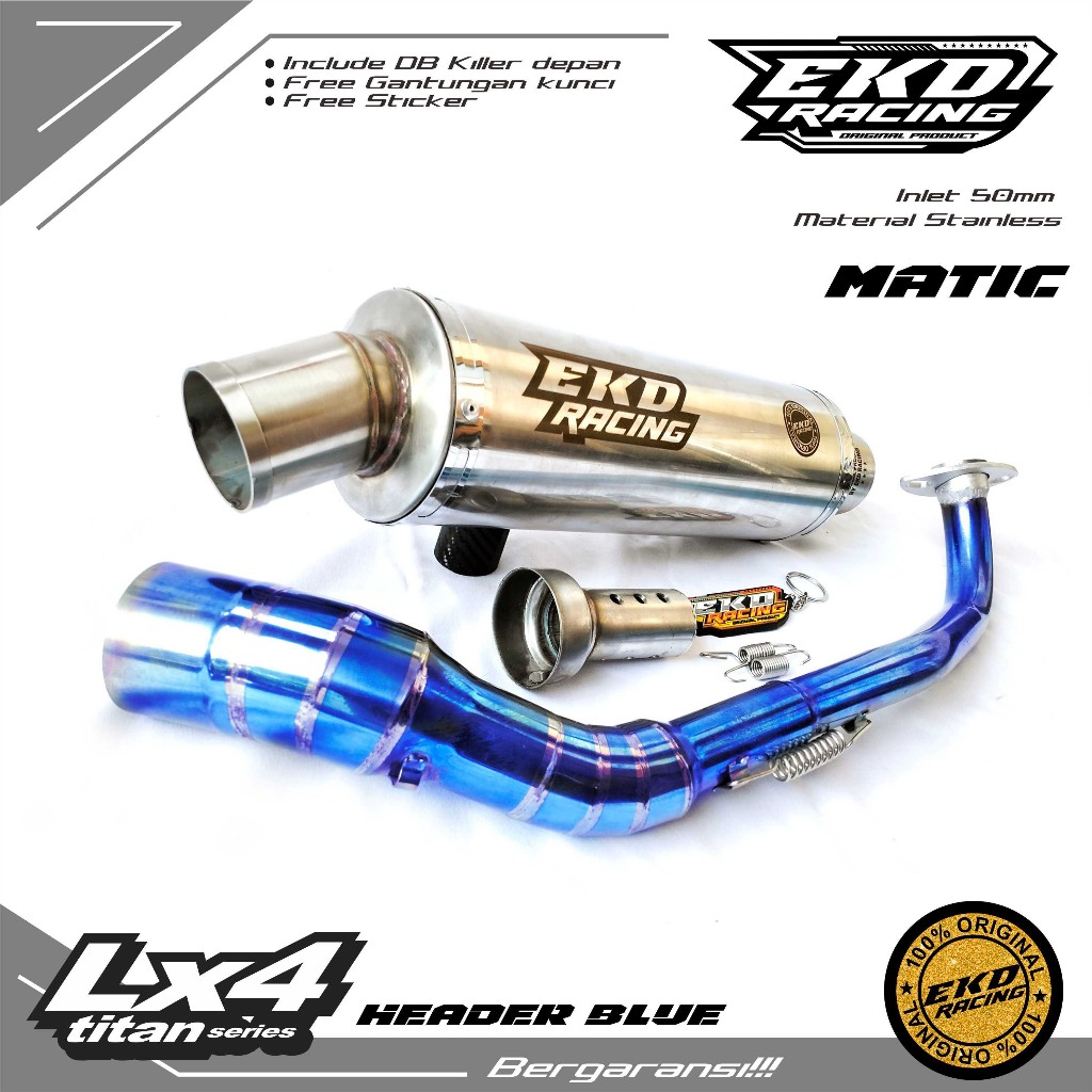 KNALPOT EKD RACING LX4 ORIGINAL SUARA BASS BULAT UNTUK VARIO MIO   SCOOPY BEAT NMAX AEROX LEXI PCX D